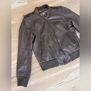 Vintage Brown Leather Biker Jacket